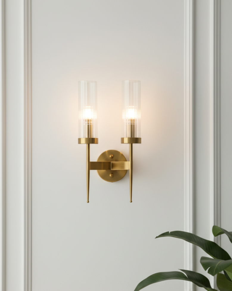Glass Shade Double Head Wall Light