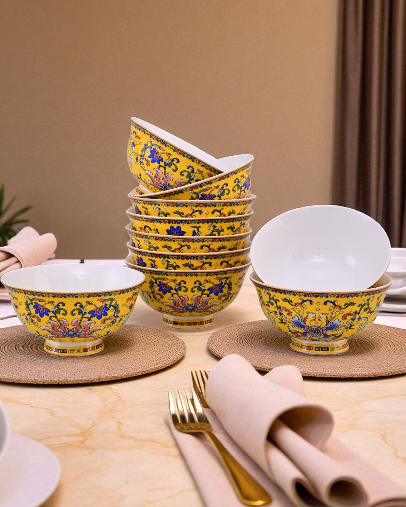 Classic Floral Motif Katori - Set Of 6