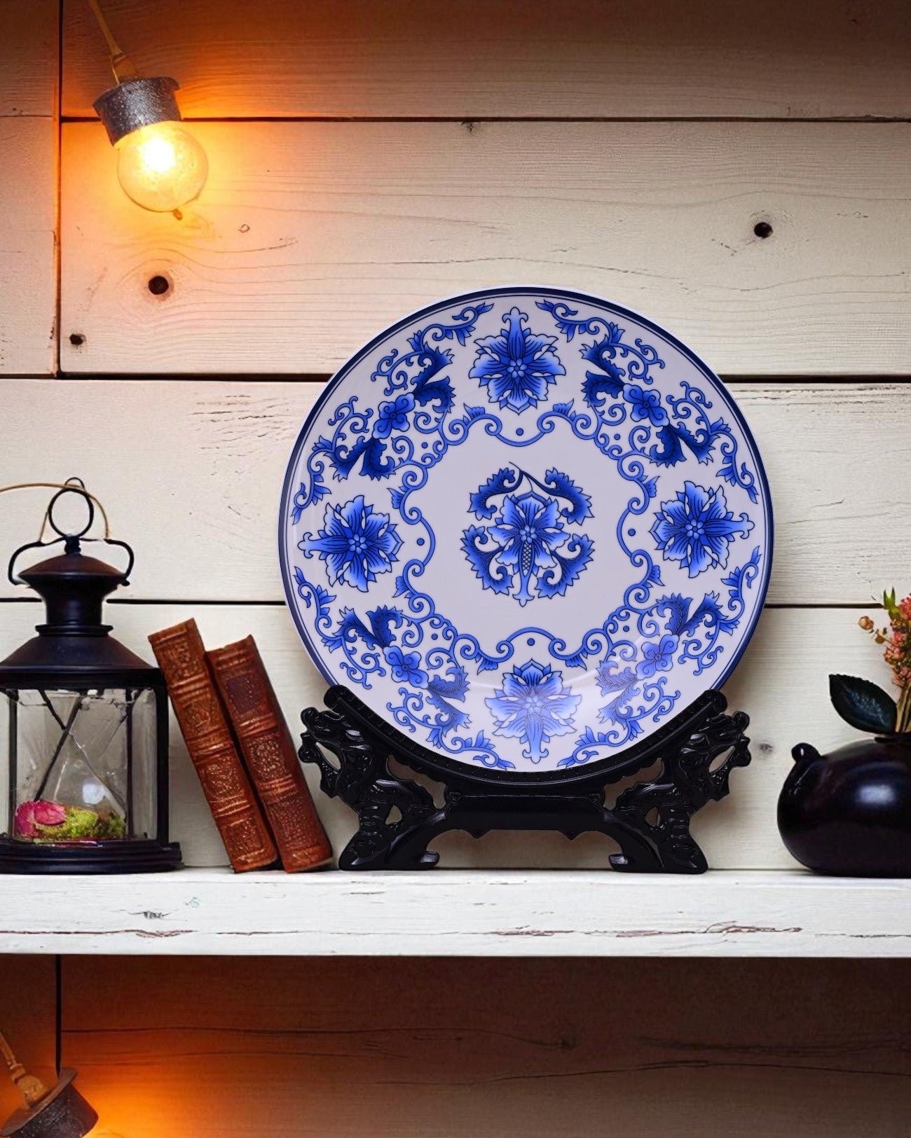 Blue Lotus Harmony Decorative Plate - 10"