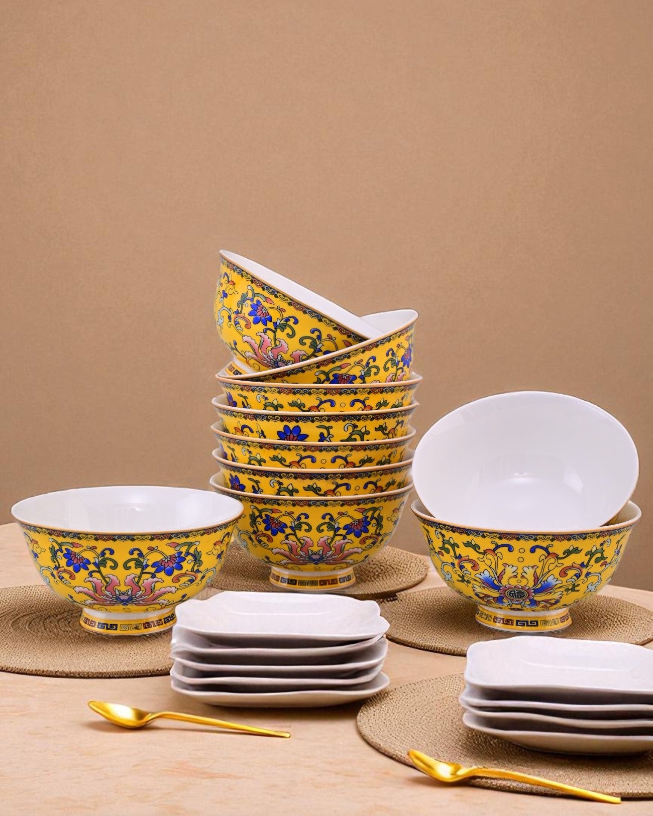 Classic Floral Motif Katori - Set Of 6
