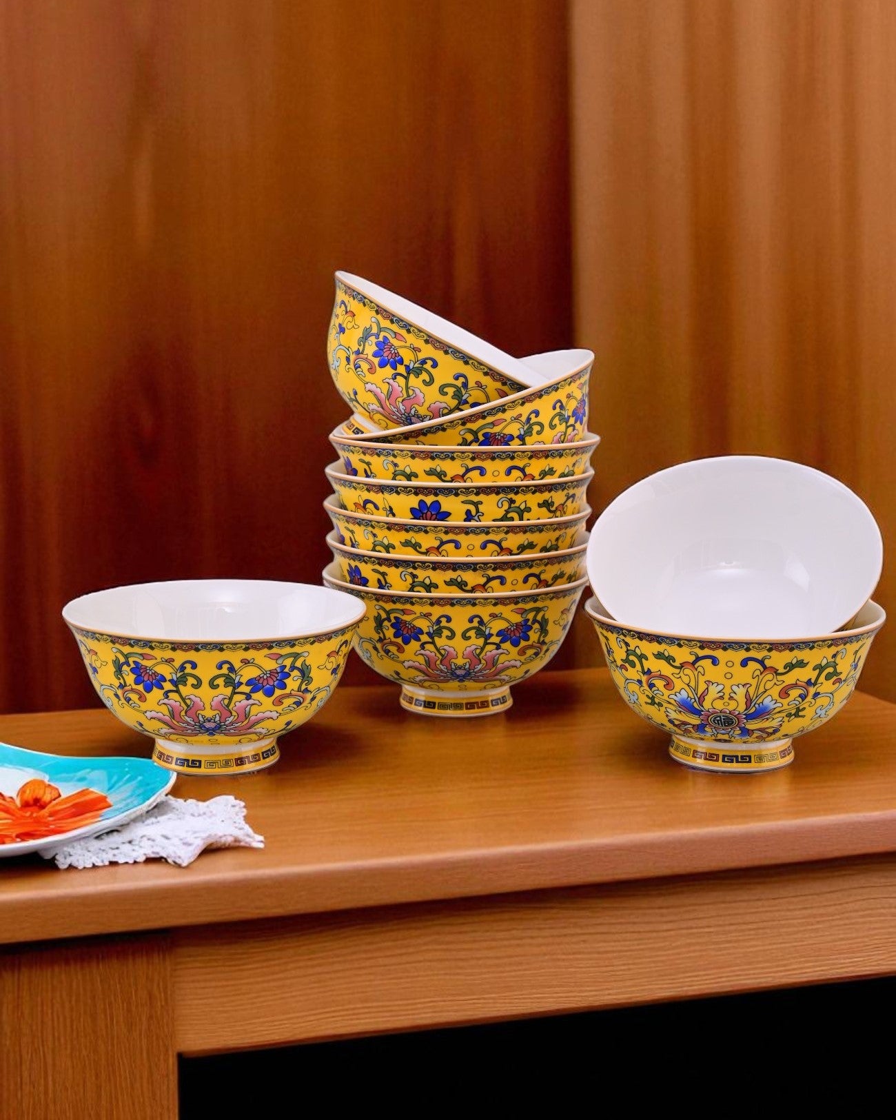 Classic Floral Motif Katori - Set Of 6