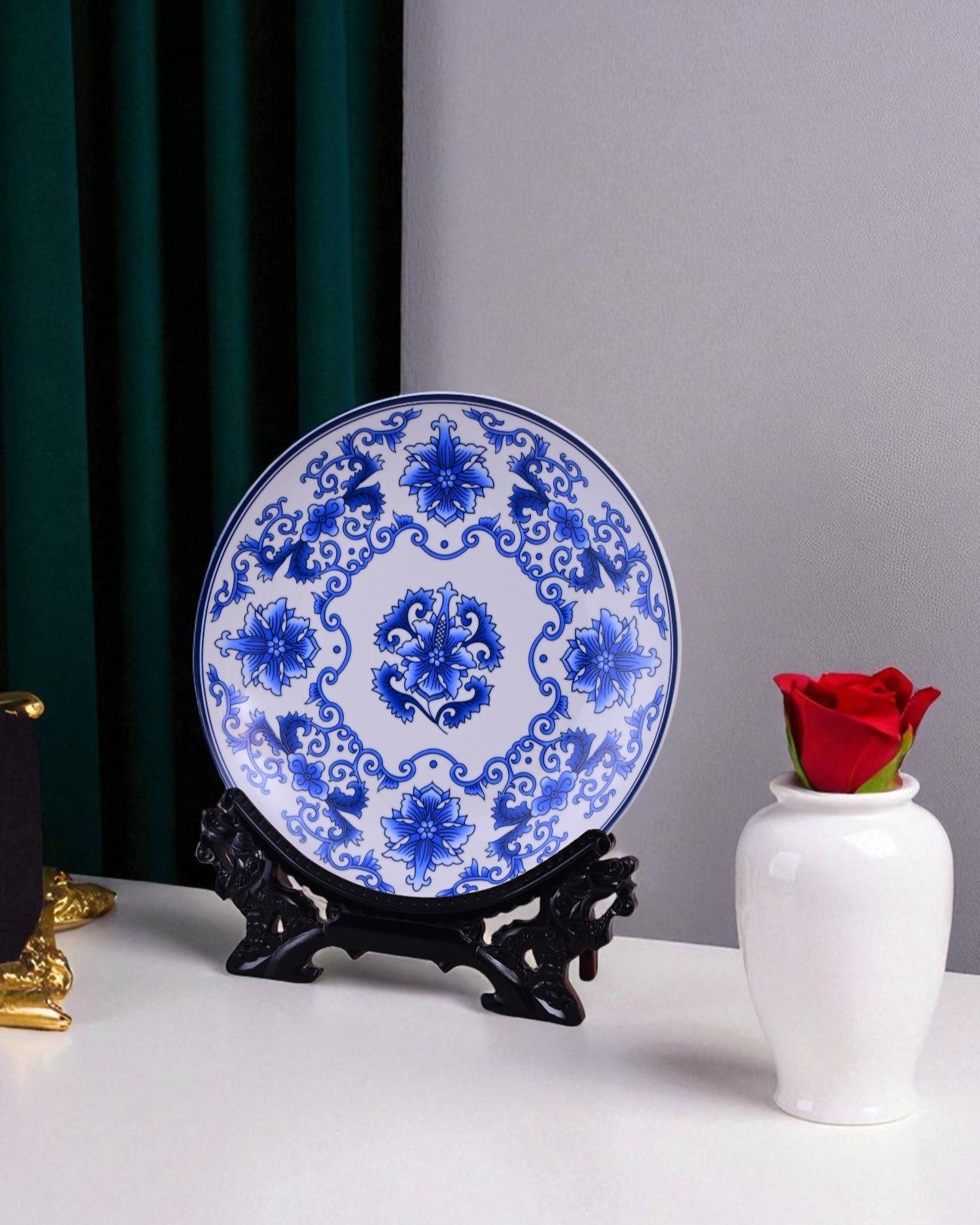 Blue Lotus Harmony Decorative Plate - 10"