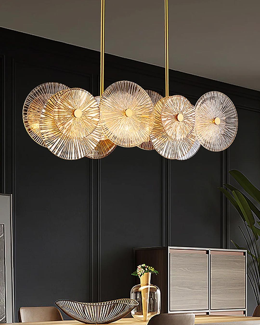 Lotus Leaves LED Chand Chandelier - The Decor Kart