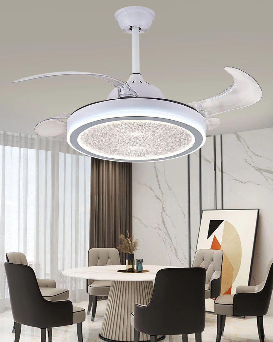 Aurora Glow Retractable Blade LED Fan Chandelier