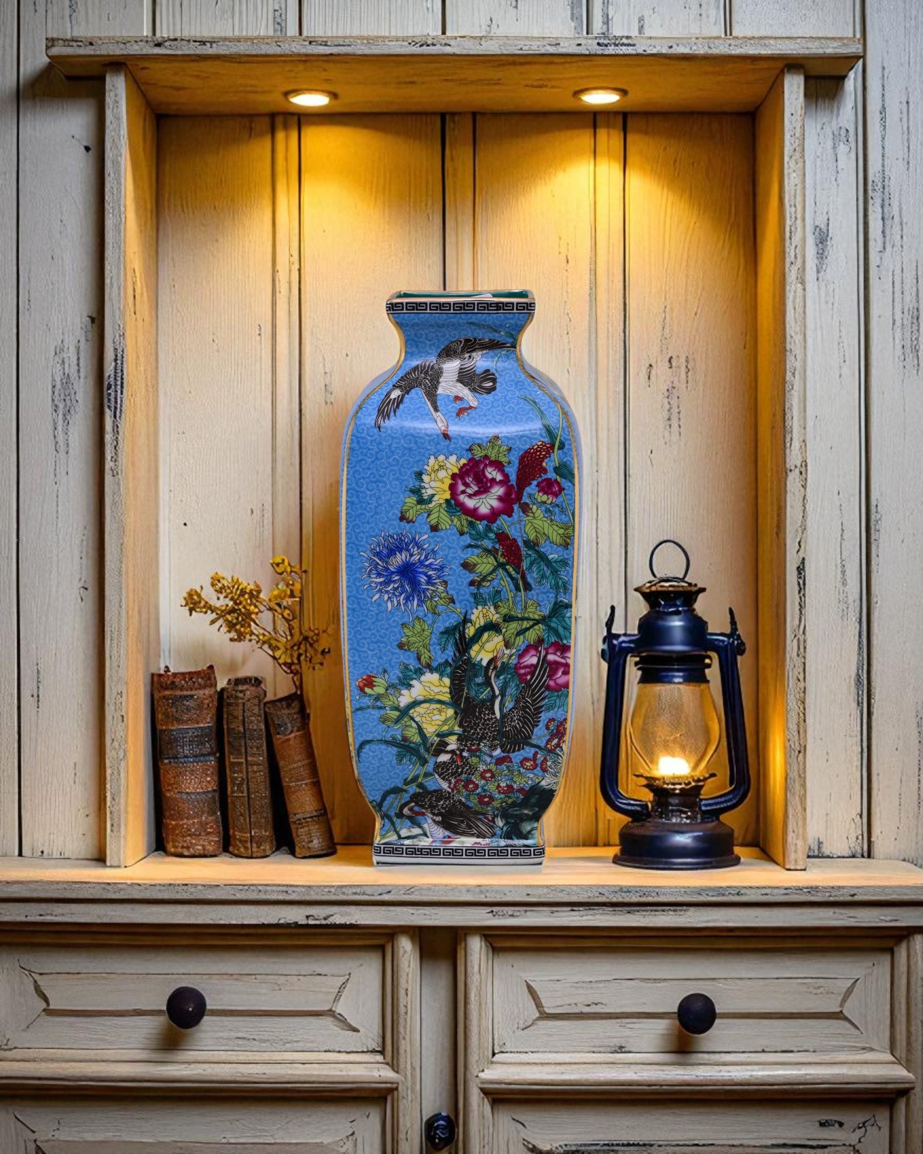 Blossom Cloisonn Enamel Vase - Blue