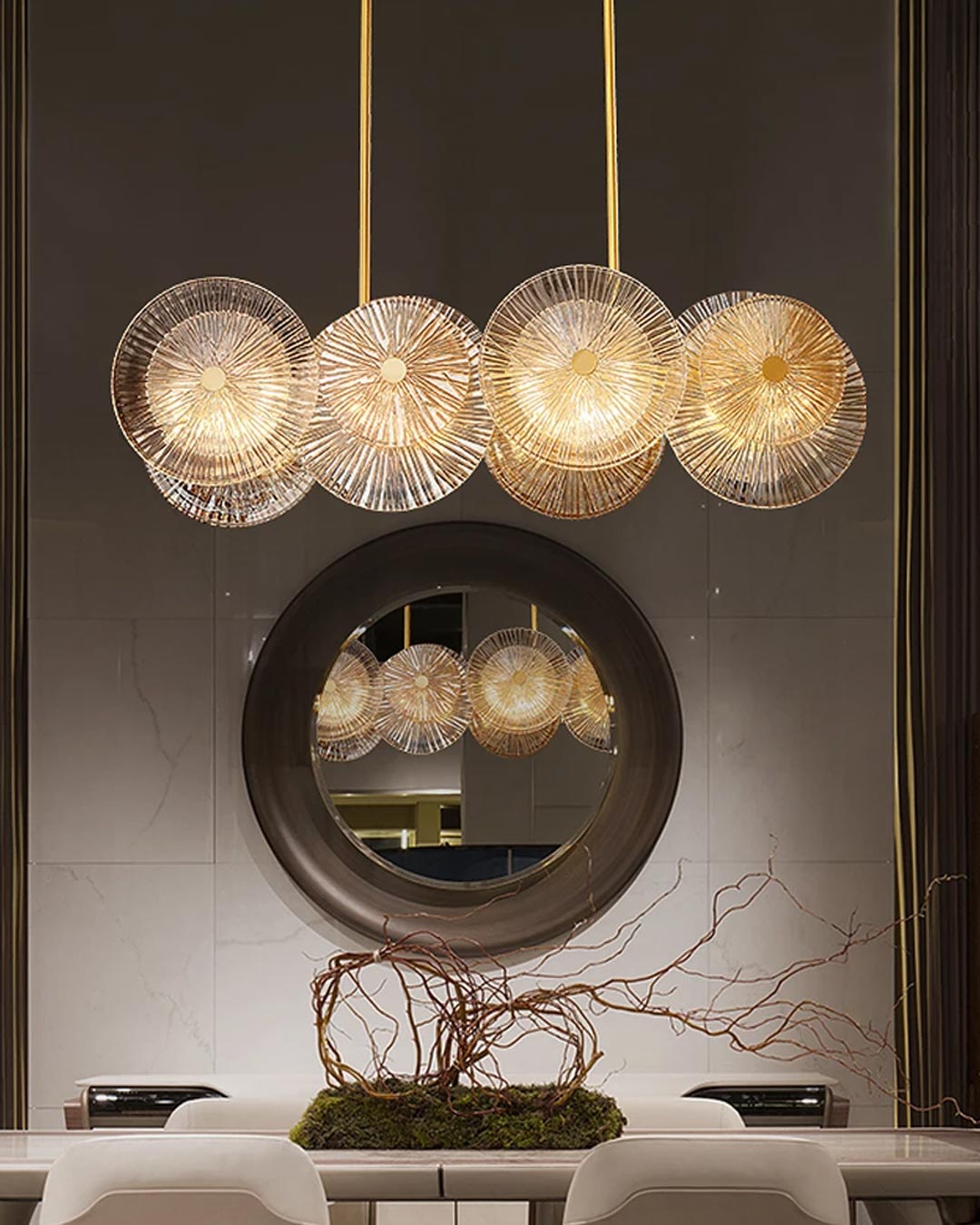 Lotus Leaves LED Chand Chandelier - The Decor Kart