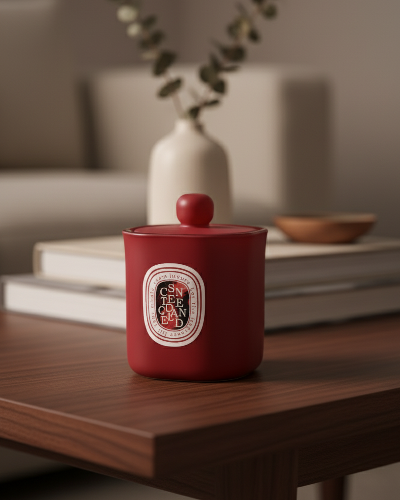 Velour Flame Aroma Candle - Red