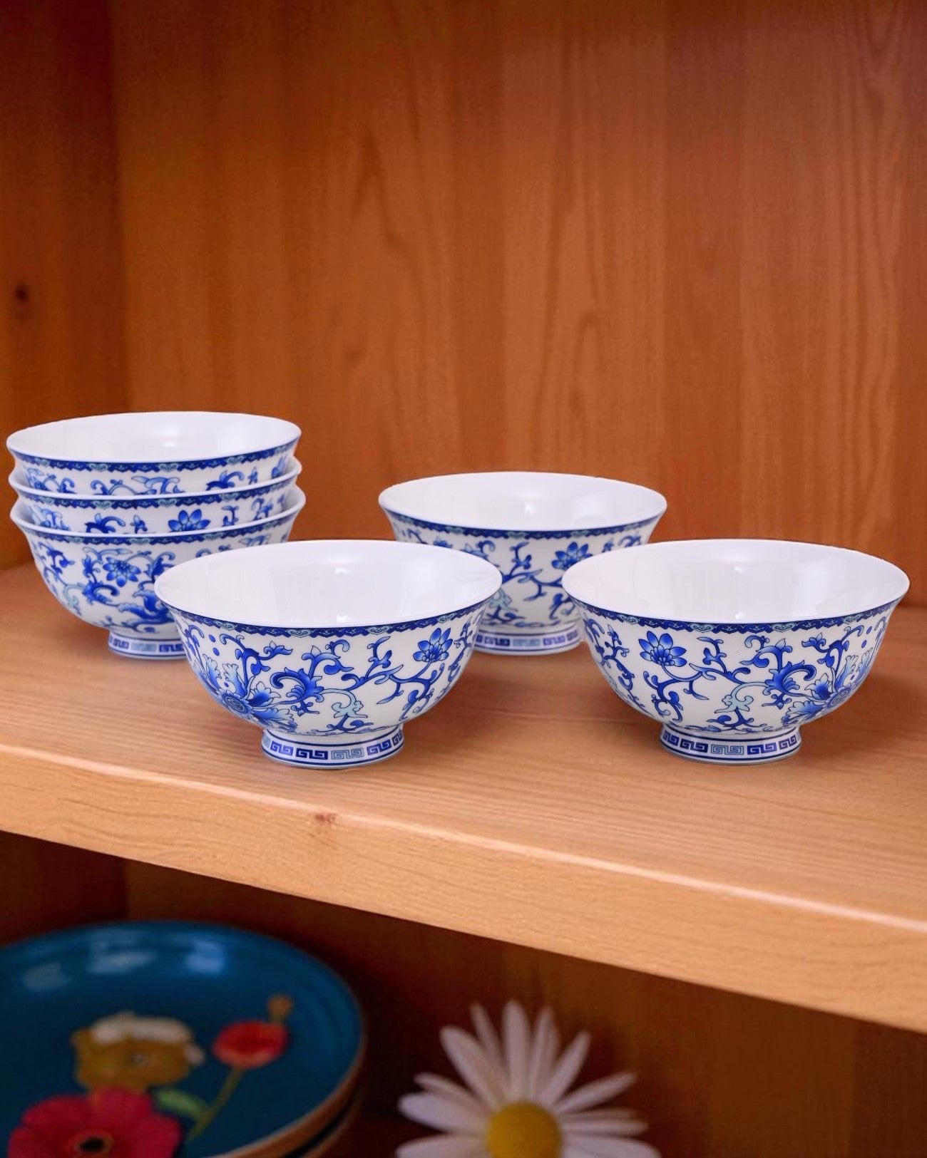 Imperial Blue Vine Ceramic Katori - Set Of 6