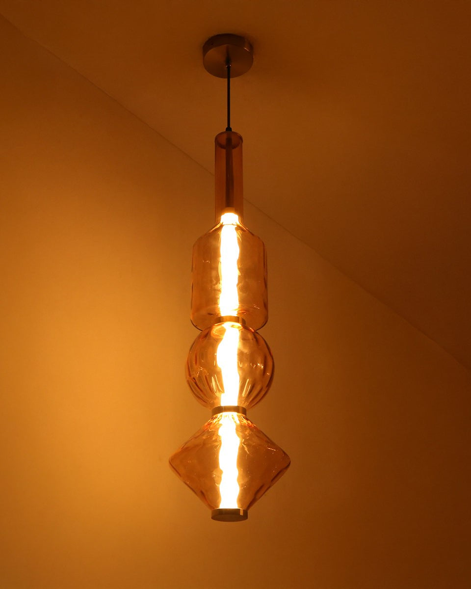 "Amber Alchemy" Vintage Glass Pendant Light