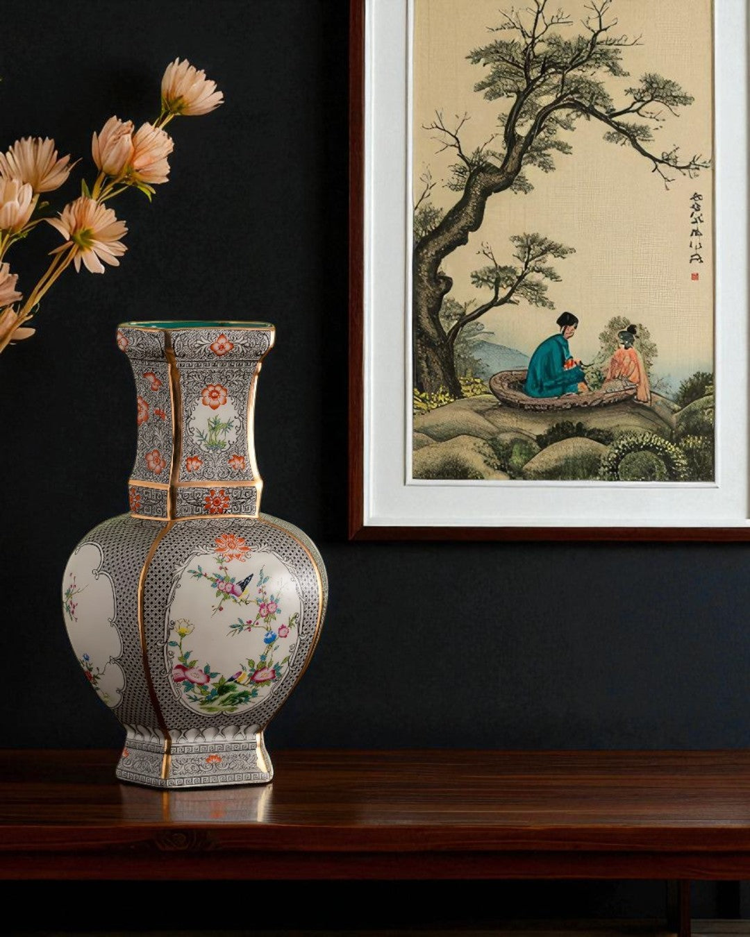 Monochrome Blossom Cloisonné Vase
