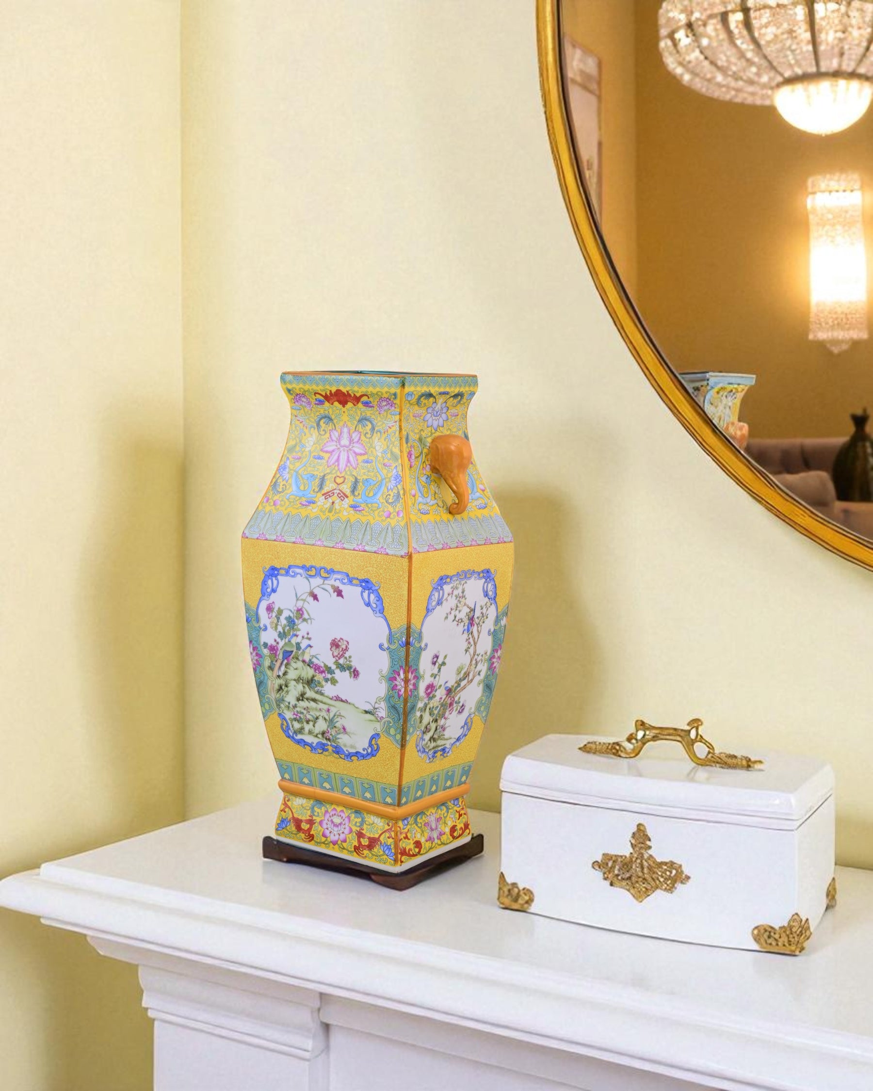 Regal Blossom Hand Painted Cloisonné Vase
