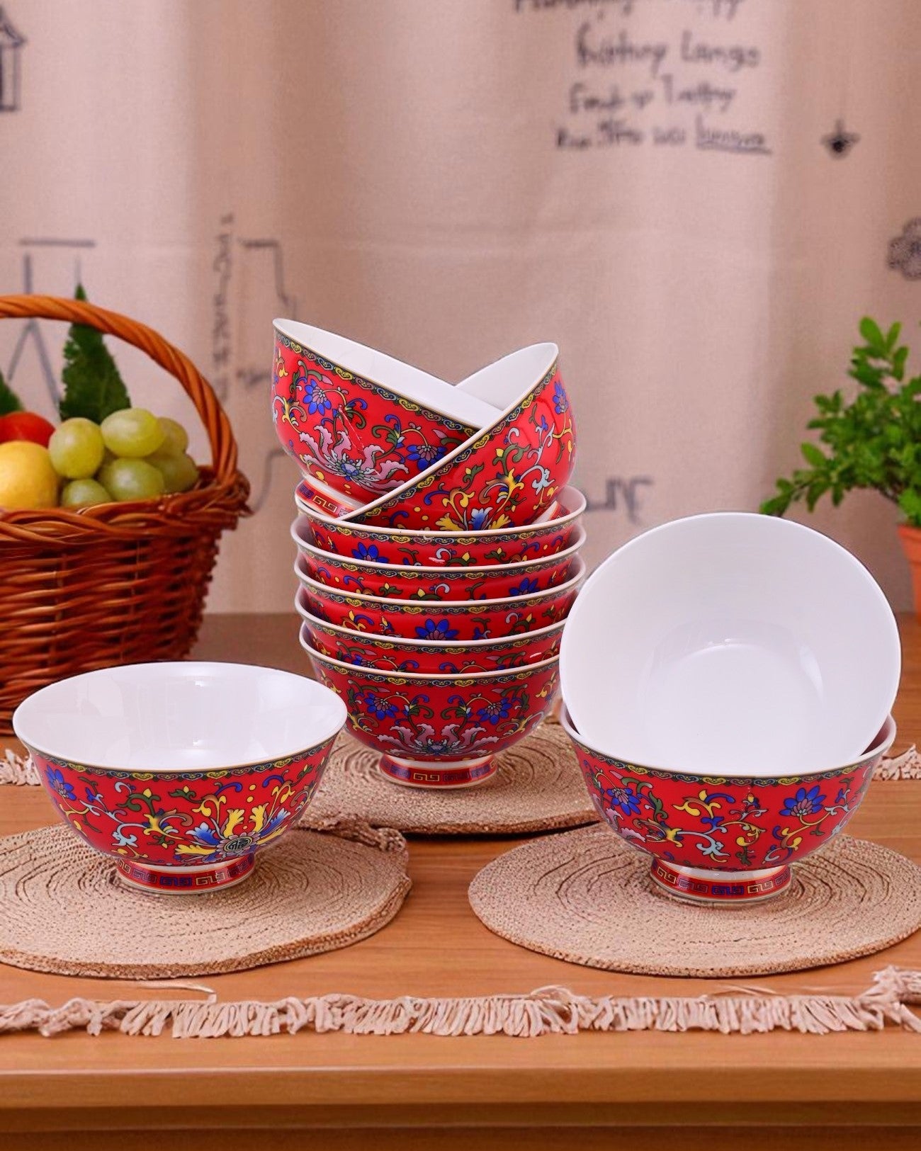 Classic Floral Motif Katori - Set Of 6