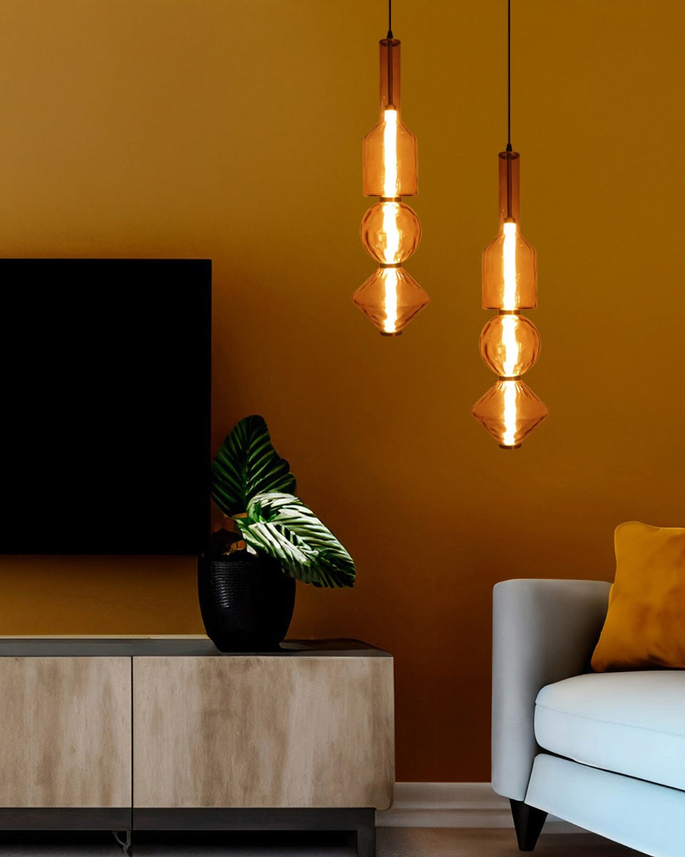 "Amber Alchemy" Vintage Glass Pendant Light