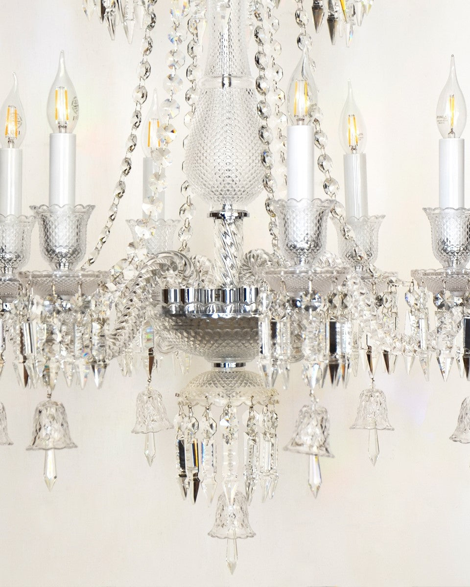 Royal Crystal Candle-Style Glass Chandelier - 6 Light