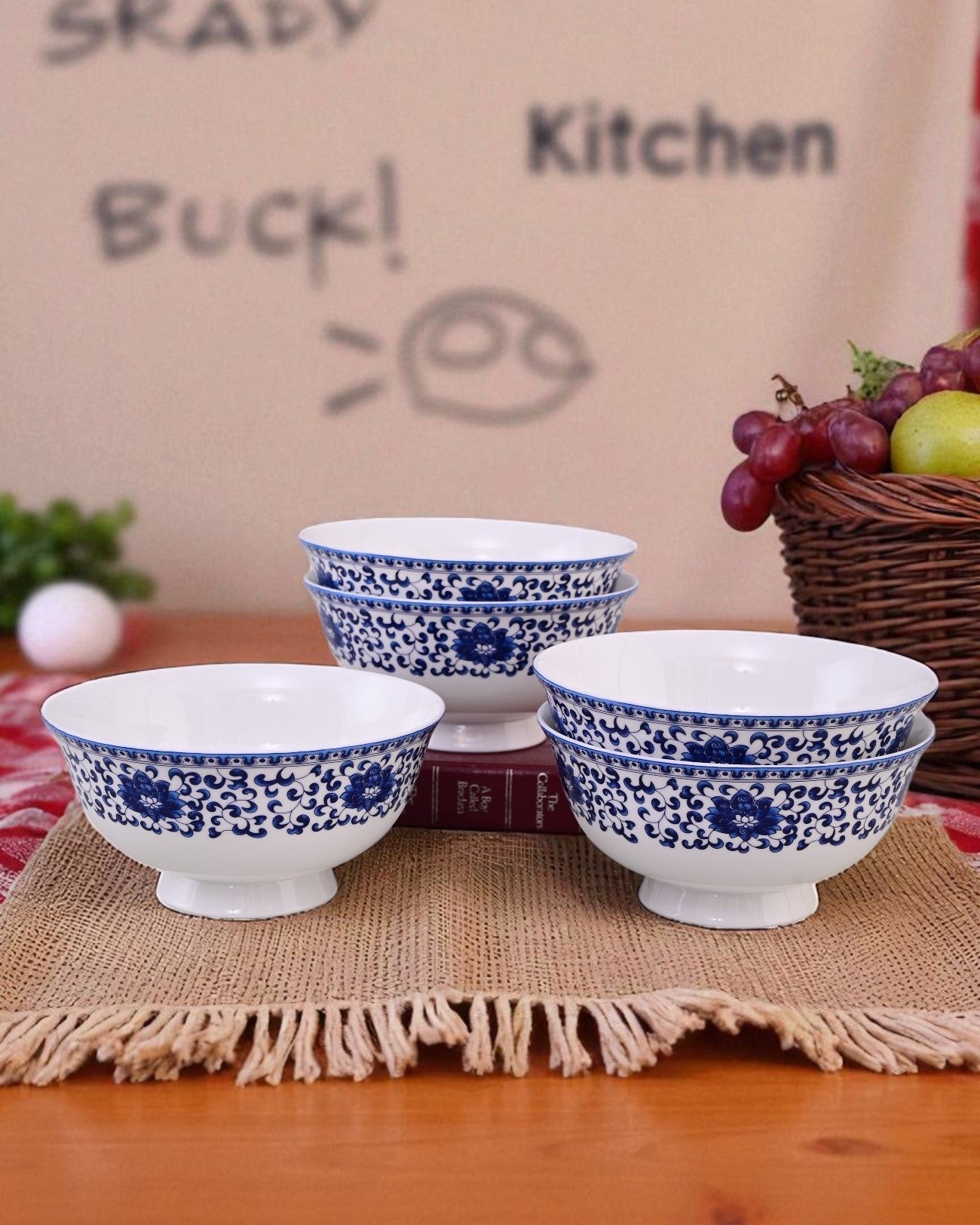 Blue Baroque Ceramic Katori - Set Of 2