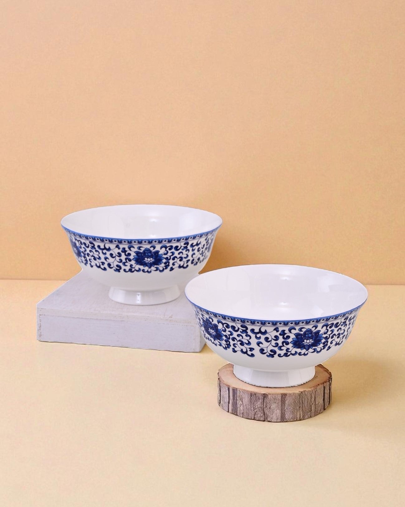 Blue Baroque Ceramic Katori - Set Of 2