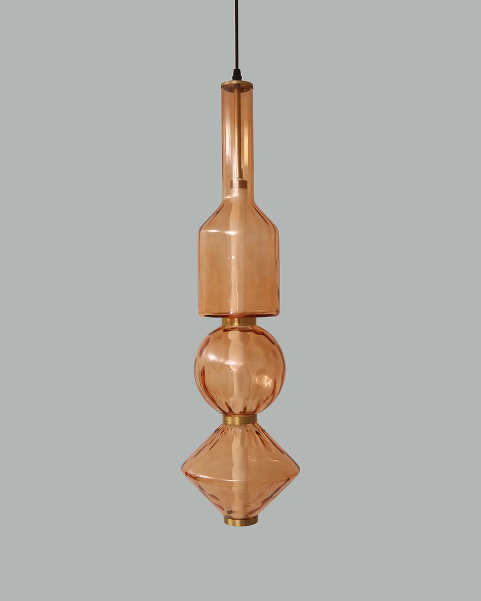 "Amber Alchemy" Vintage Glass Pendant Light