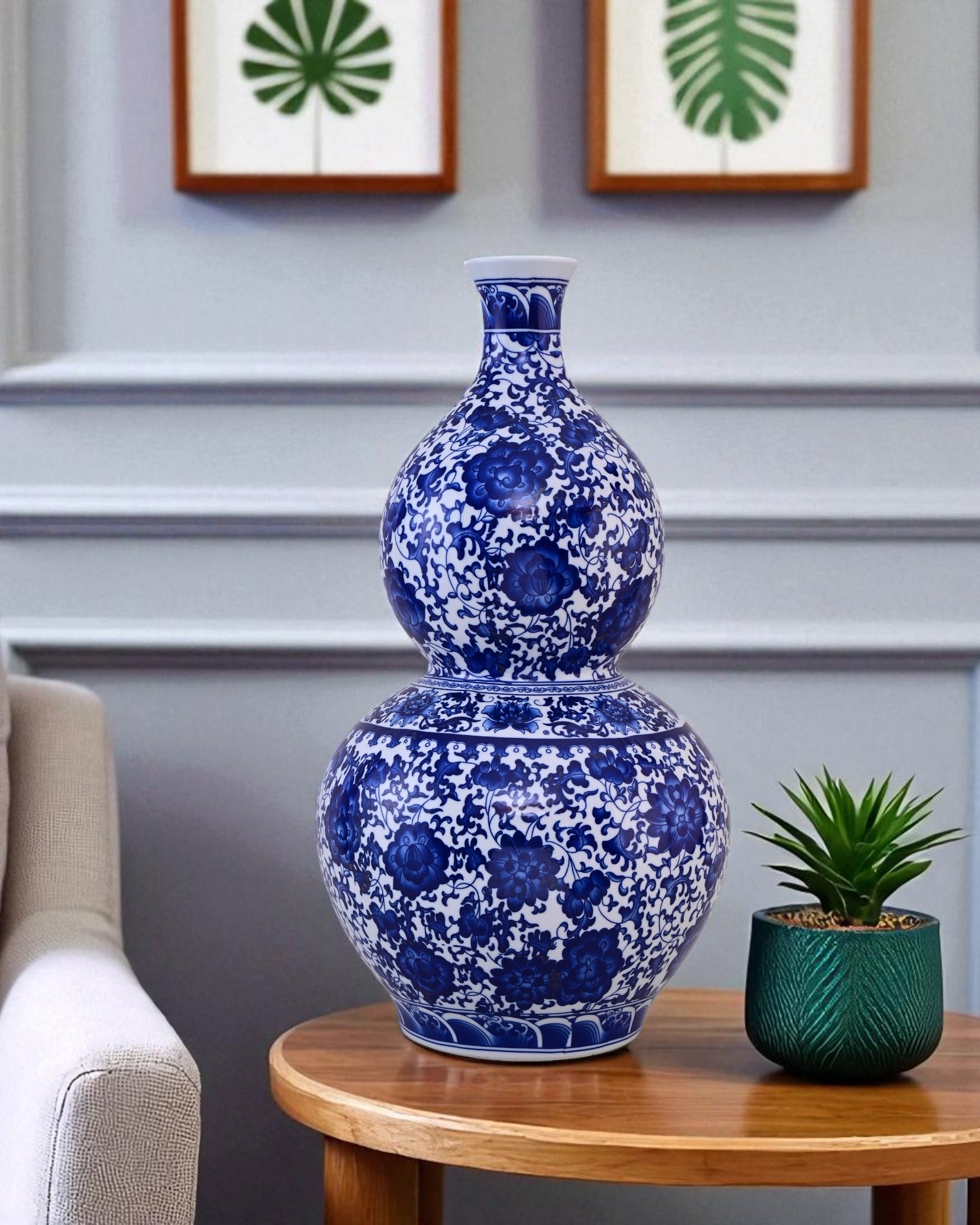 Blue and White Double Gourd Vase