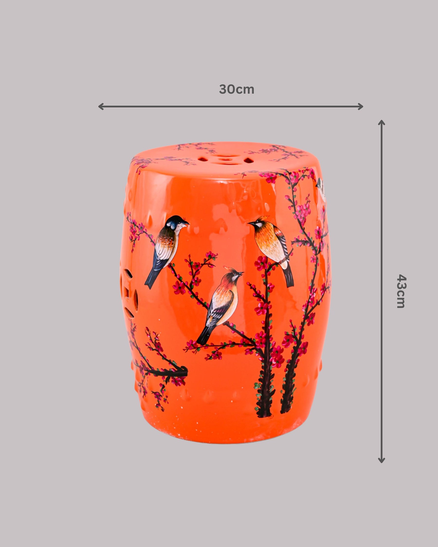 Tangerine Blossom Bird Garden Stool