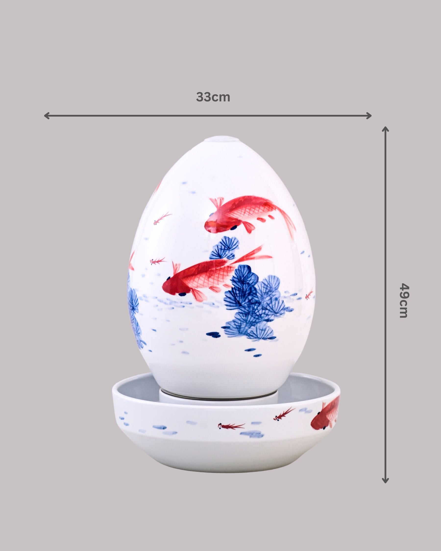 Koi Fish Serenity Ceramic Fountain Lamp