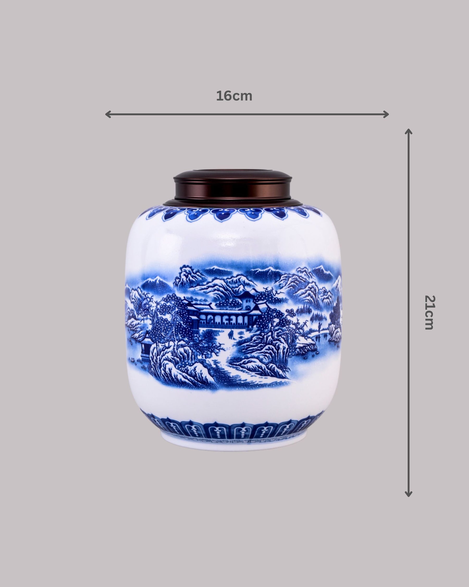 Serene Mountains Porcelain Storage Jar