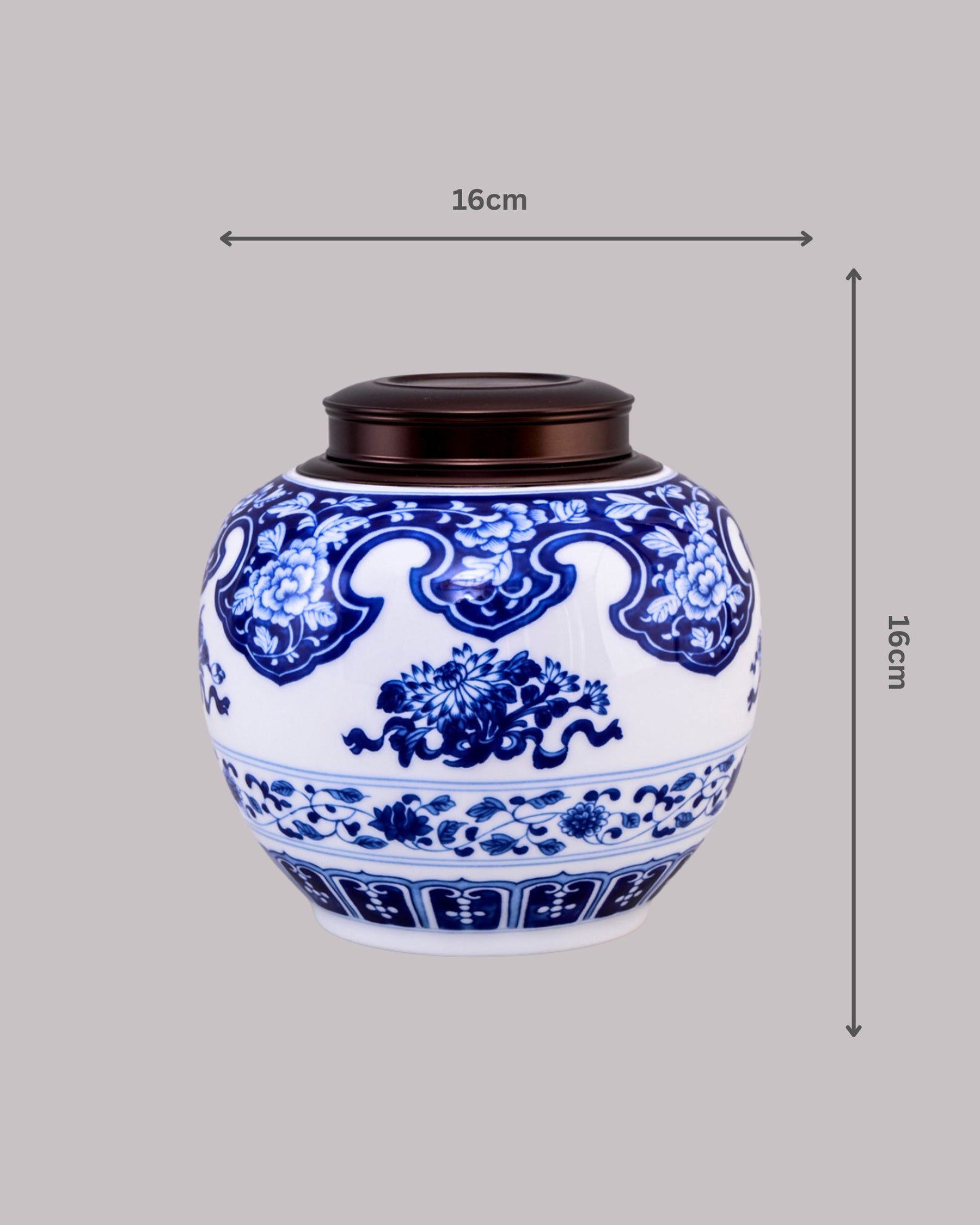 Floral Motifs Blue & White Ceramic Storage Jar