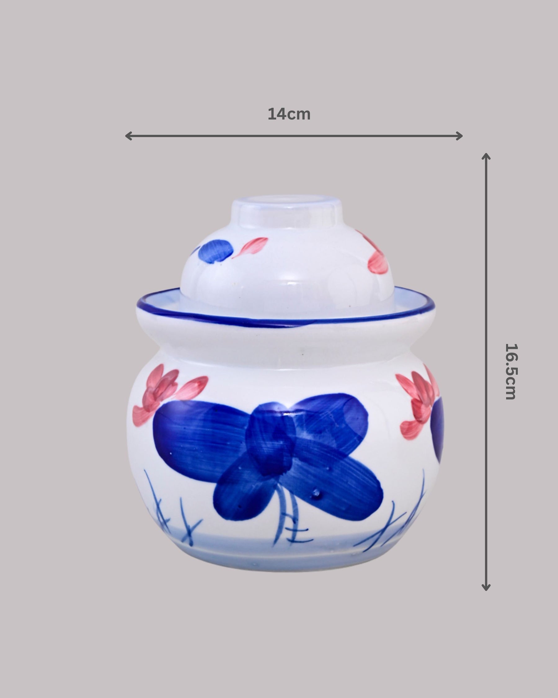Hand-Painted Floral Storage Jar with Lid