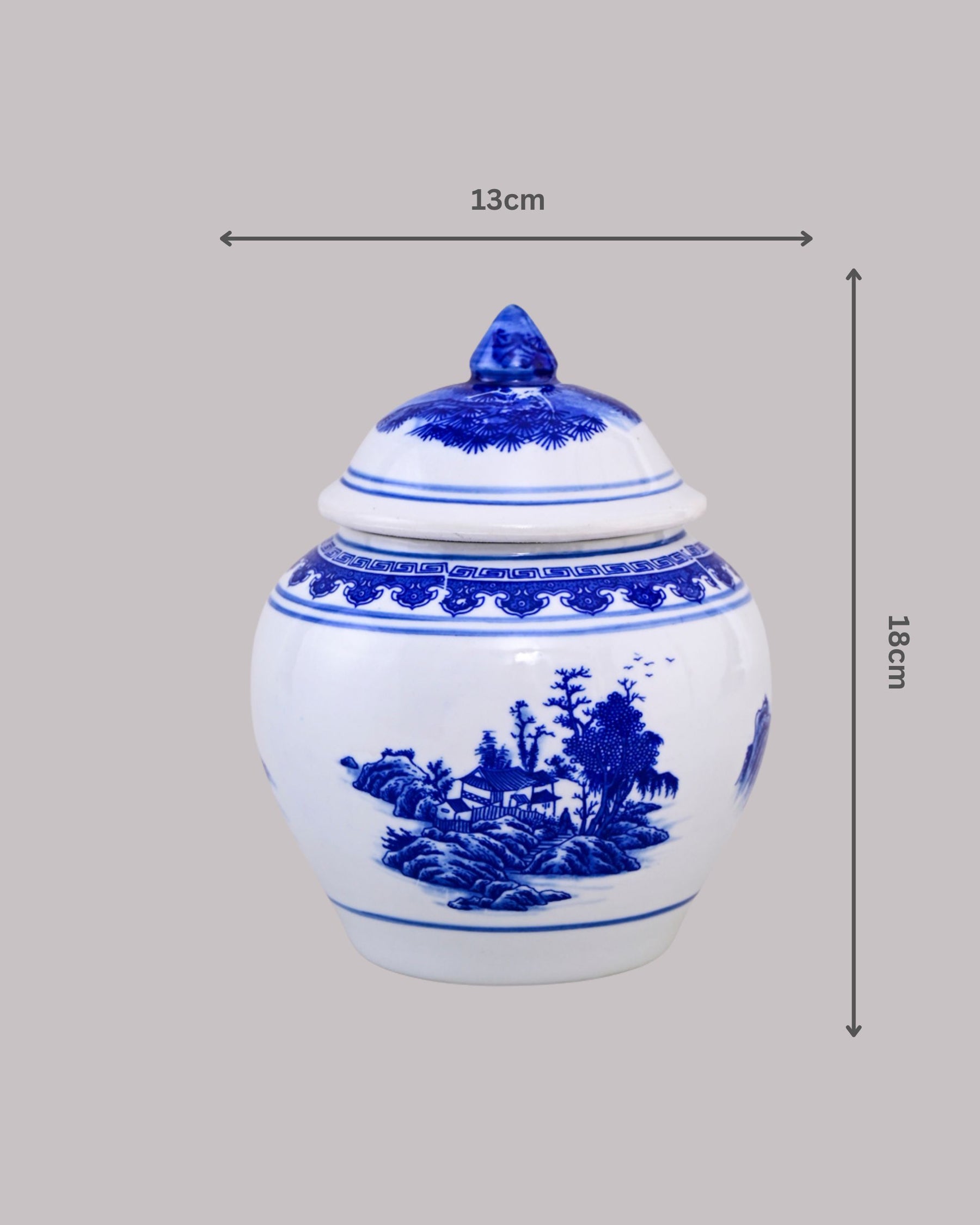 Blue & White Landscape Storage Jar