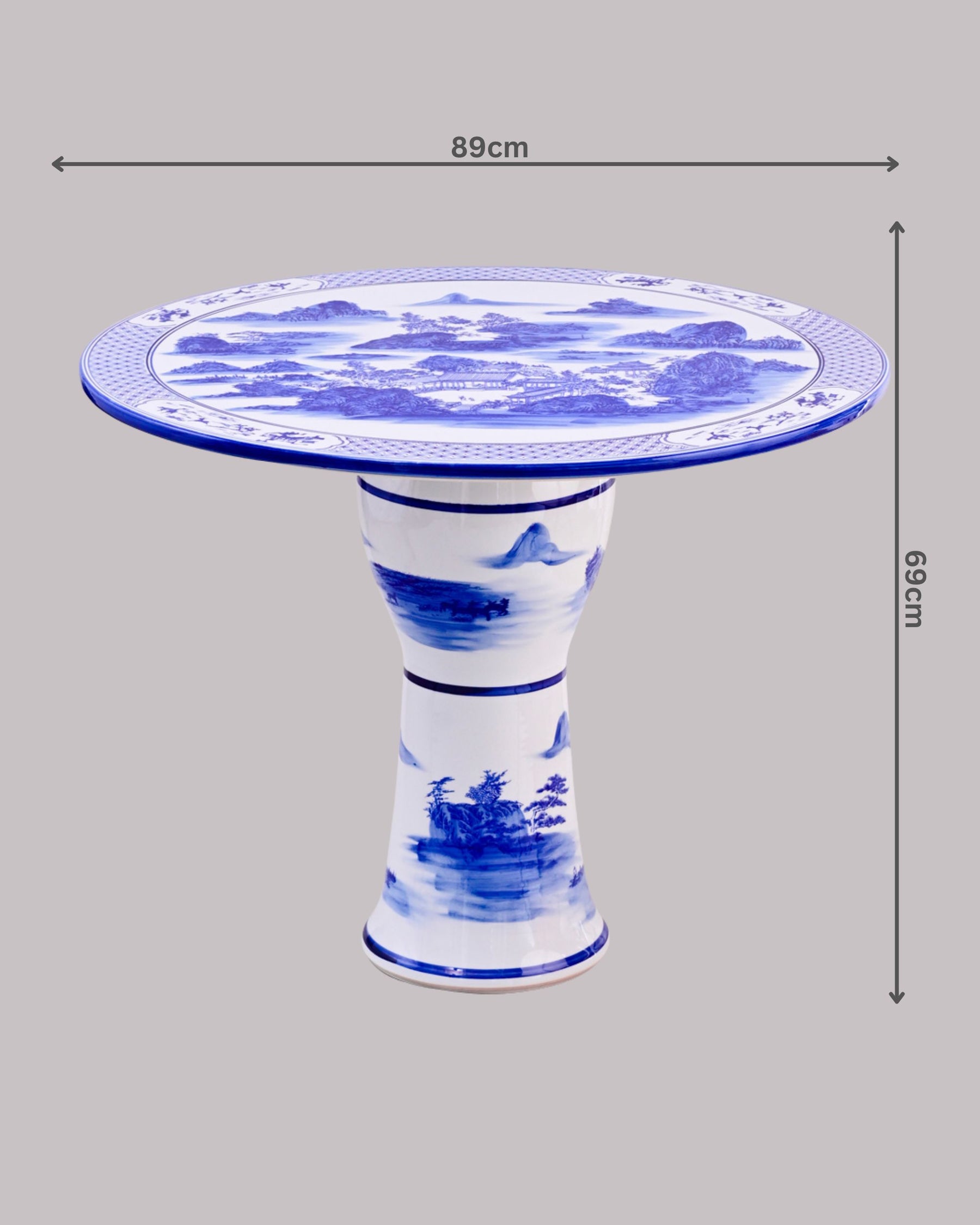 Oriental Landscape Porcelain Center Table