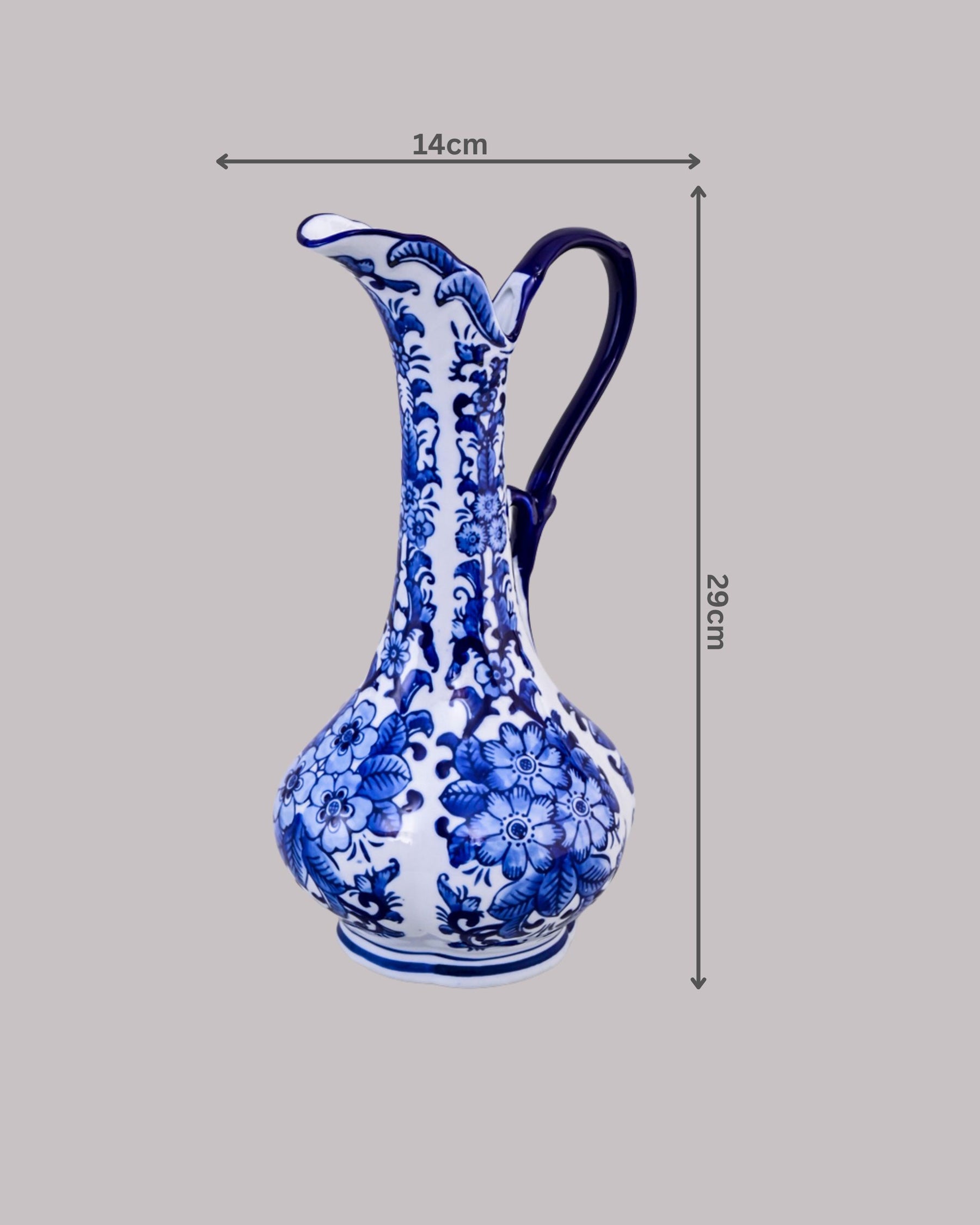 Dynasty Bloom Blue & White Ceramic Pitcher Vase