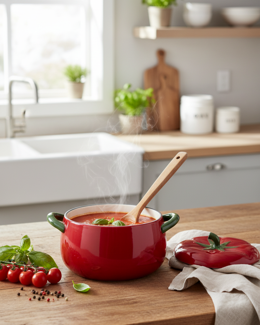 Tomato Shaped Ceramic Stew Bowl with Lid