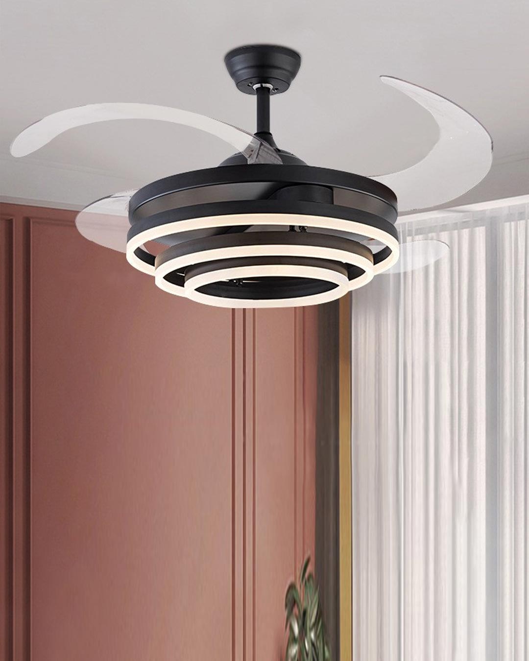 Solstice Retractable Ceiling Fan + Chandelier Light (with Remote Control) - The Decor Kart