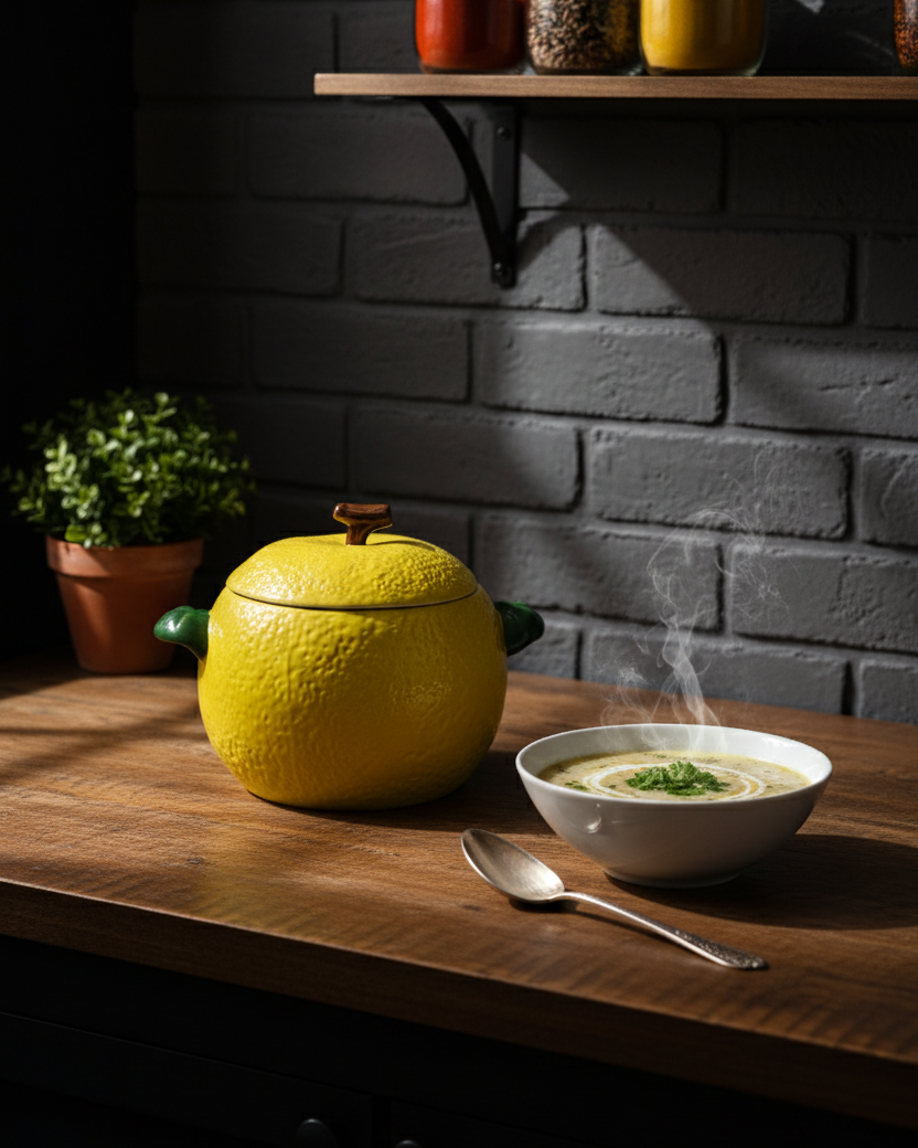 Lemon Shaped Ceramic Stew Bowl with Lid