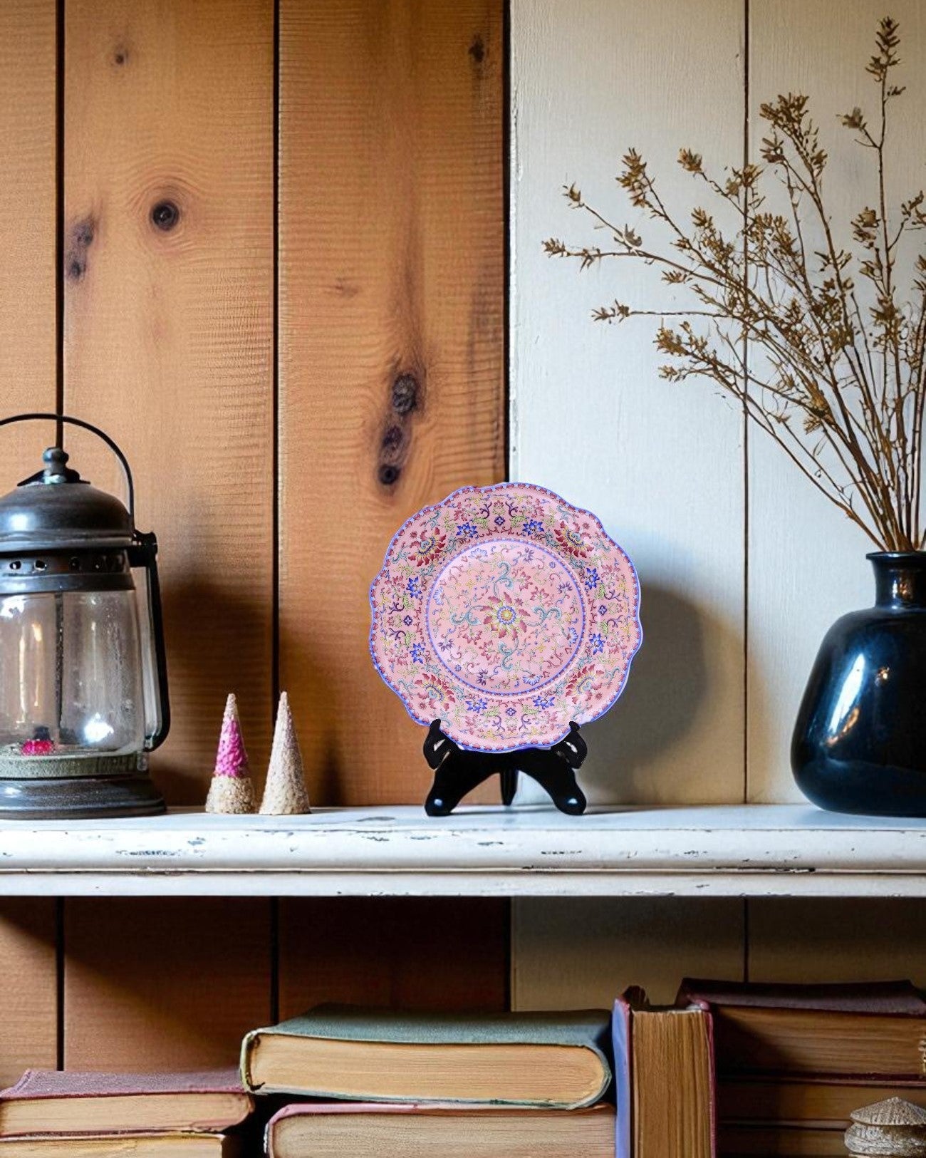 Royal Floral Enamel Decorative Plate - Pink 8"