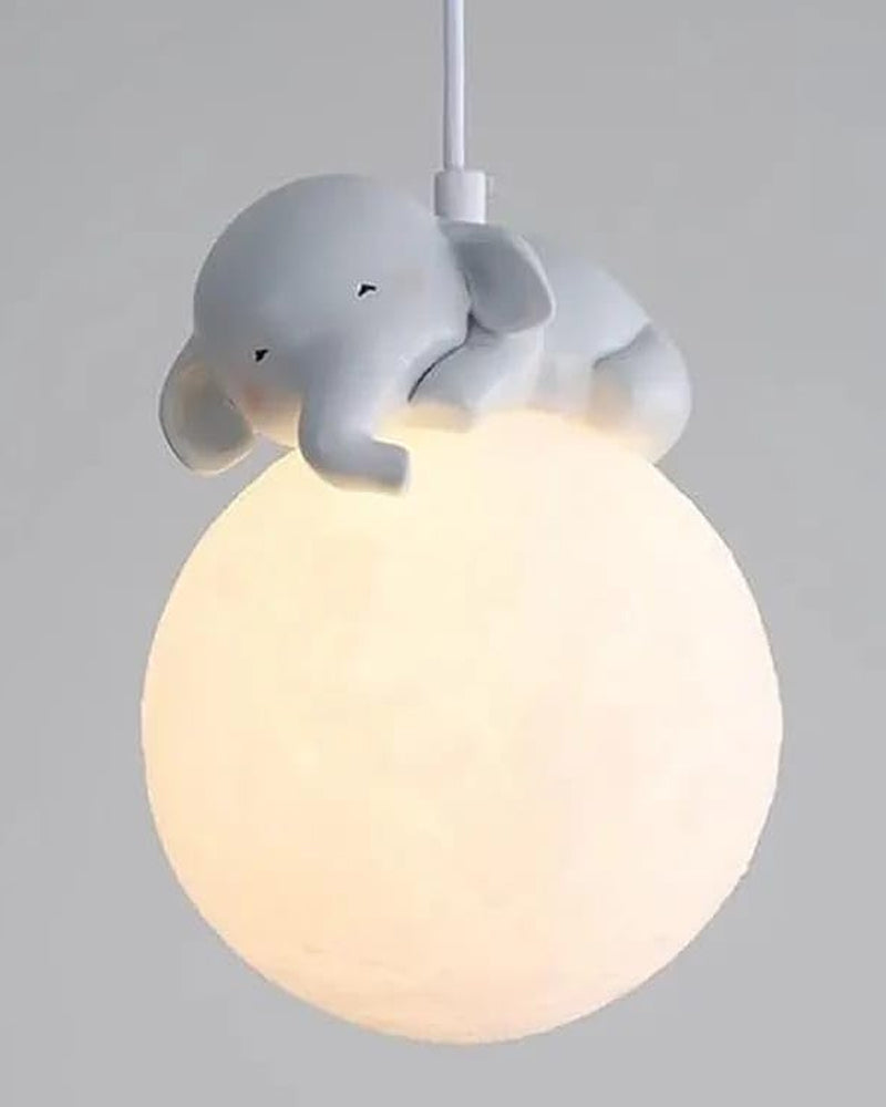 Cute Animal Shaped Moon Pendant Light - Elephant