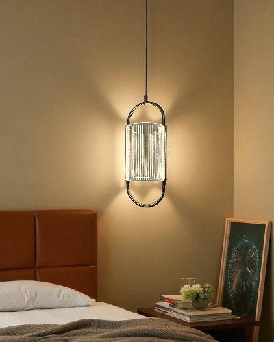 Halo Frame Ribbed Glass Pendant