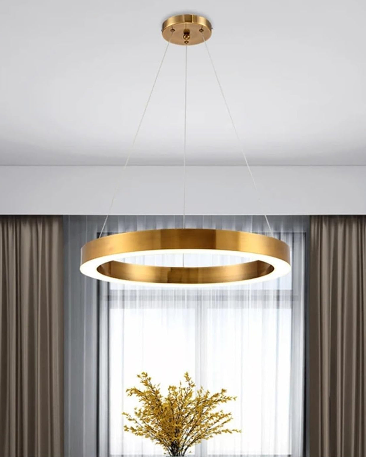Golden Halo Sleek Ring Pendant Light