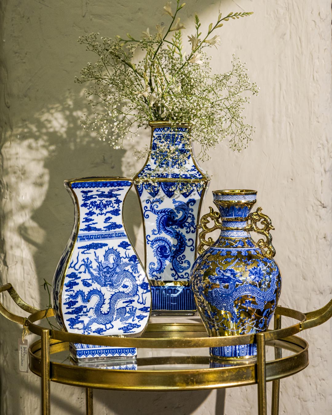 Flared Dragon Golden Trim Porcelain Vase