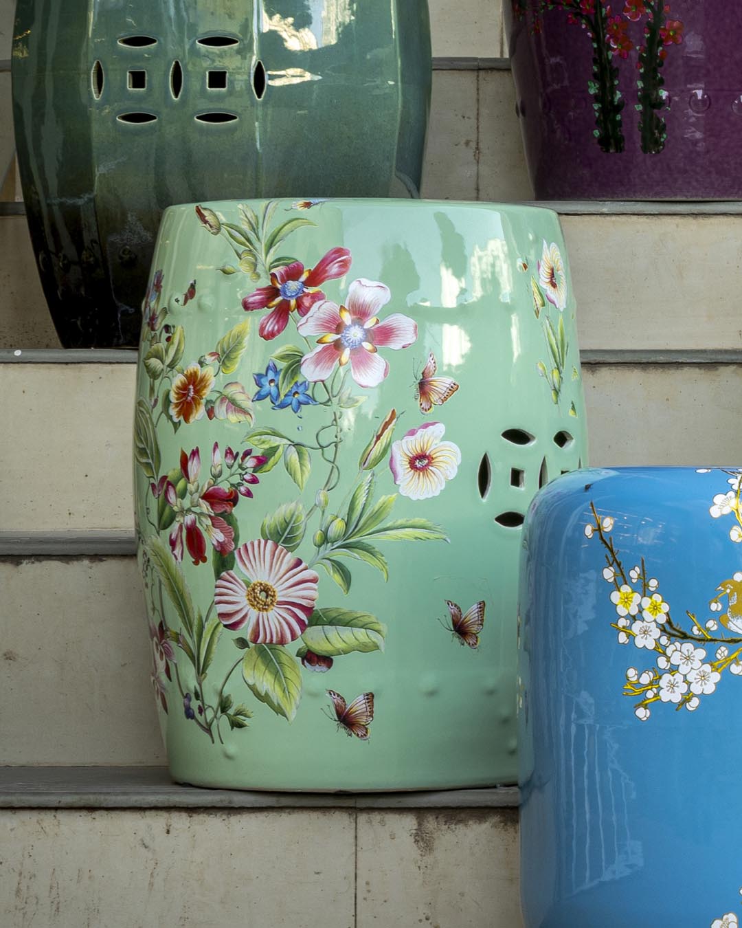 Mint Blossom Garden Stool