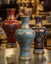 Majestic Enamel Cloisonne Flower Vase - Sky Blue