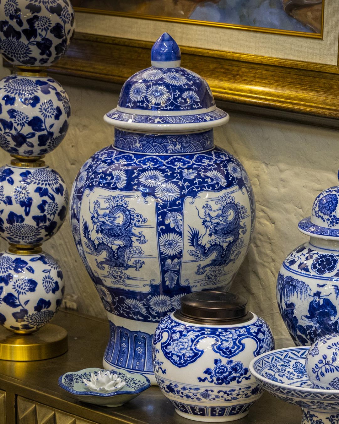 Guardian Dragon Blue & White Temple Jar - 53 cm