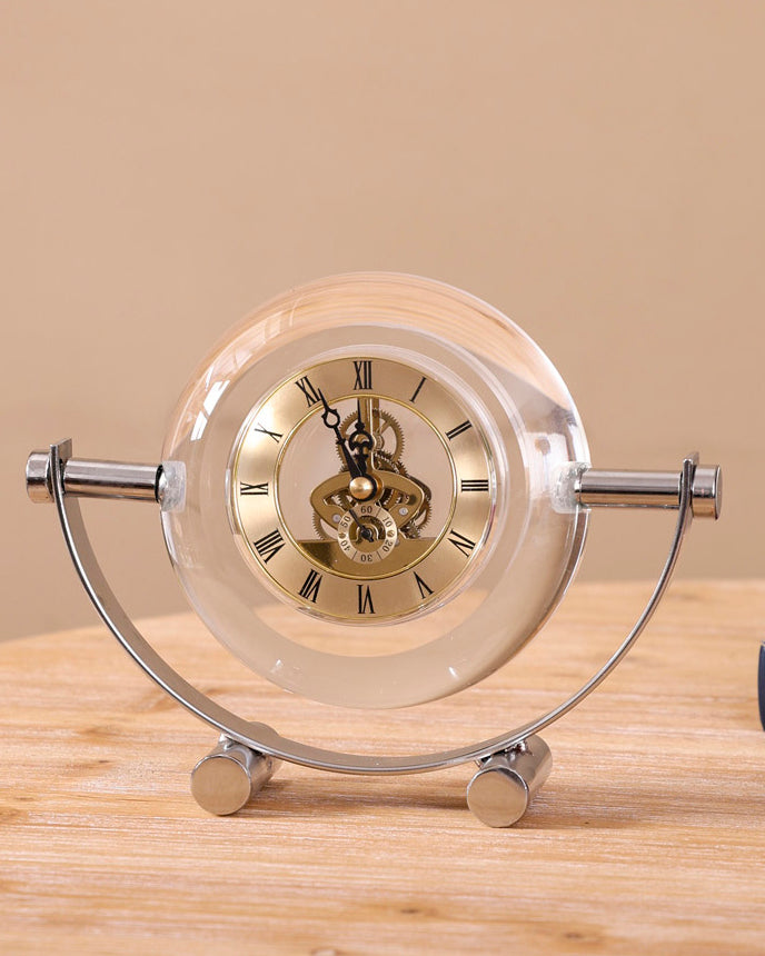 Crystal Clear Gear Table Clock - Small