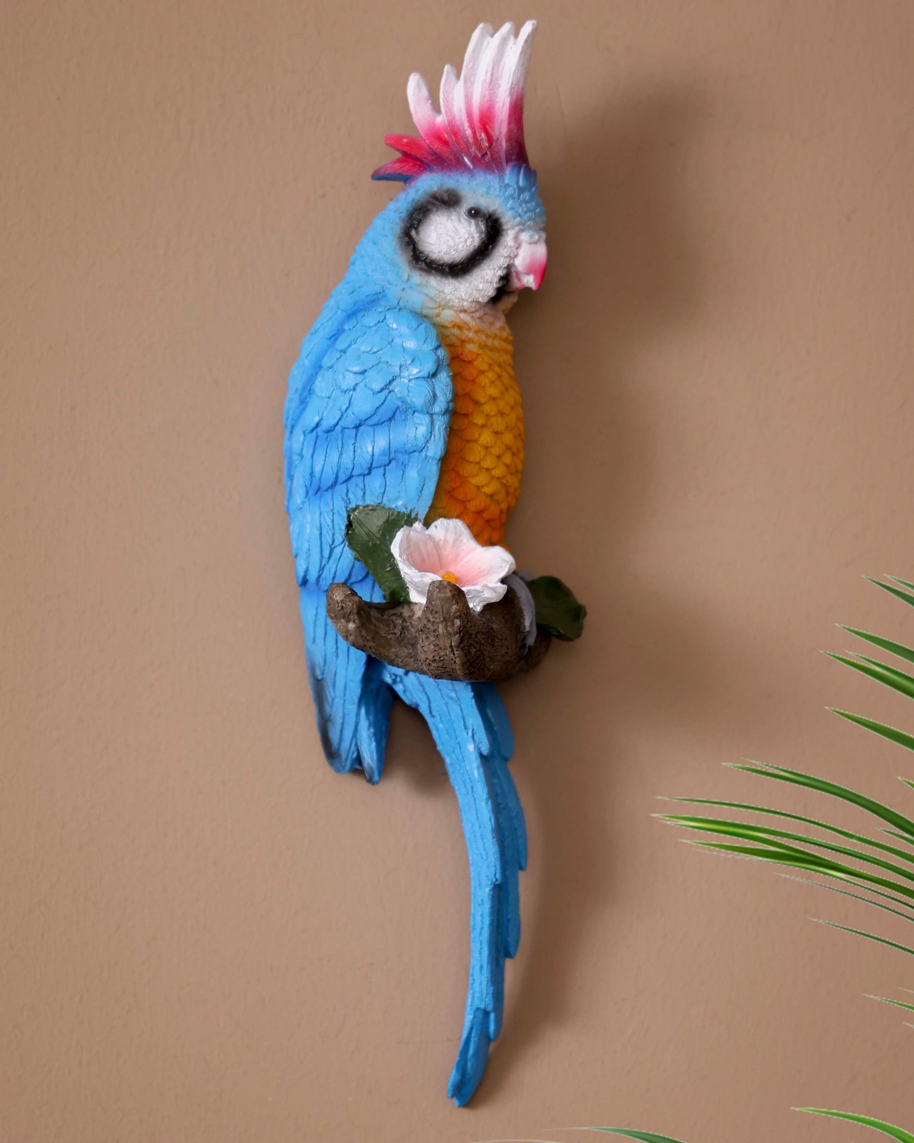 Wall Hanging Tropical Parrot Sculpture - Blue