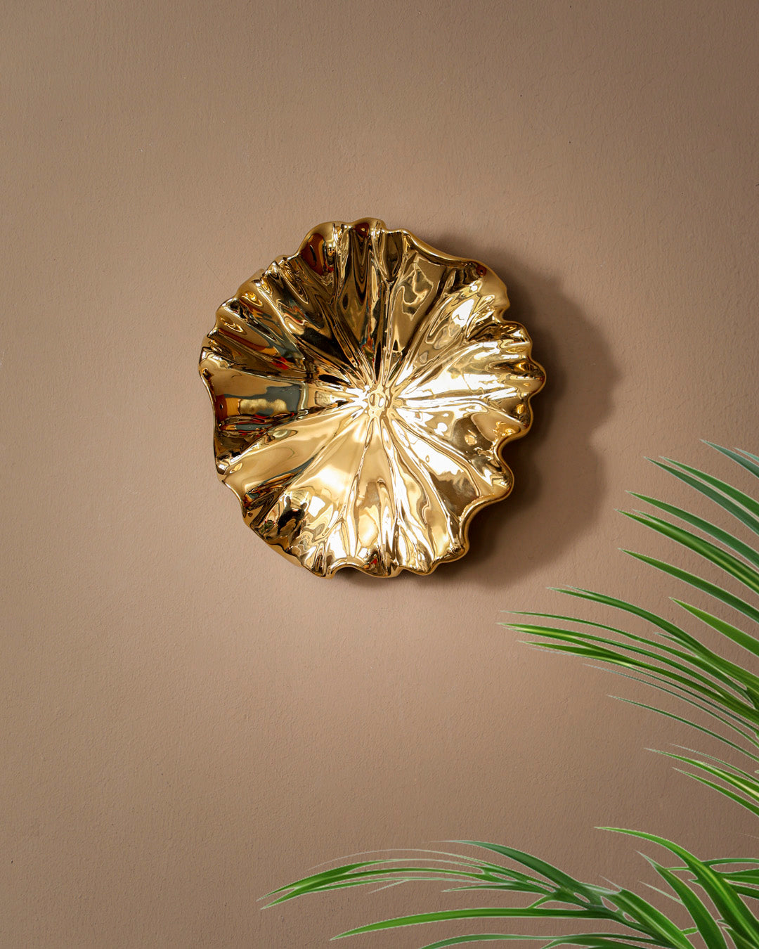 Lotus Leaf Decorative Wall Accent - Golden - Set Of 2
