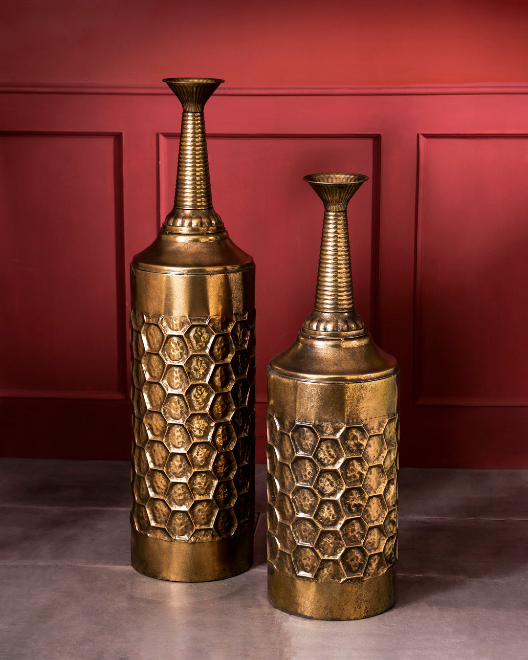 Golden Honeycomb Tall Planter 38"