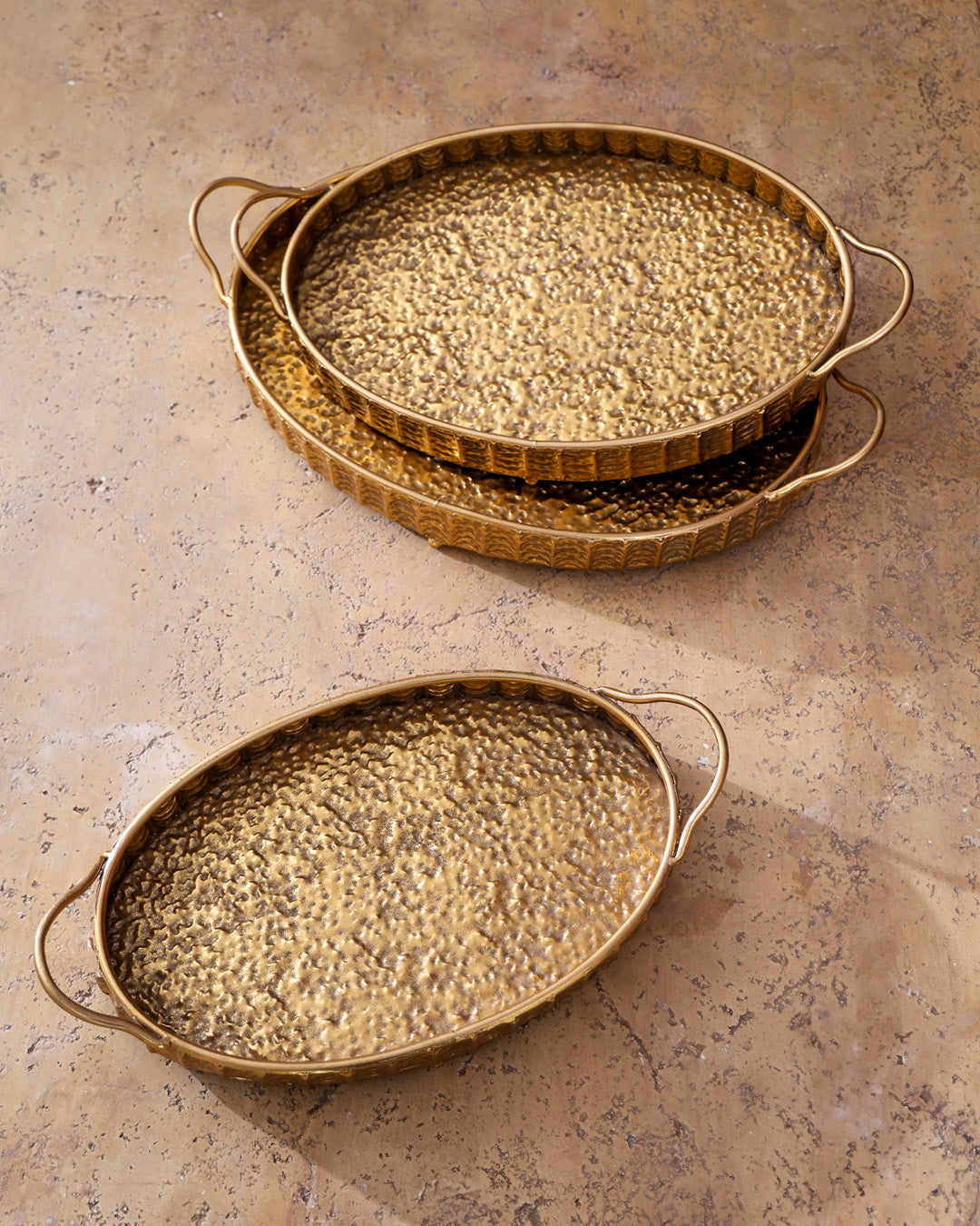 Gold Hammered Serving Tray - Medium