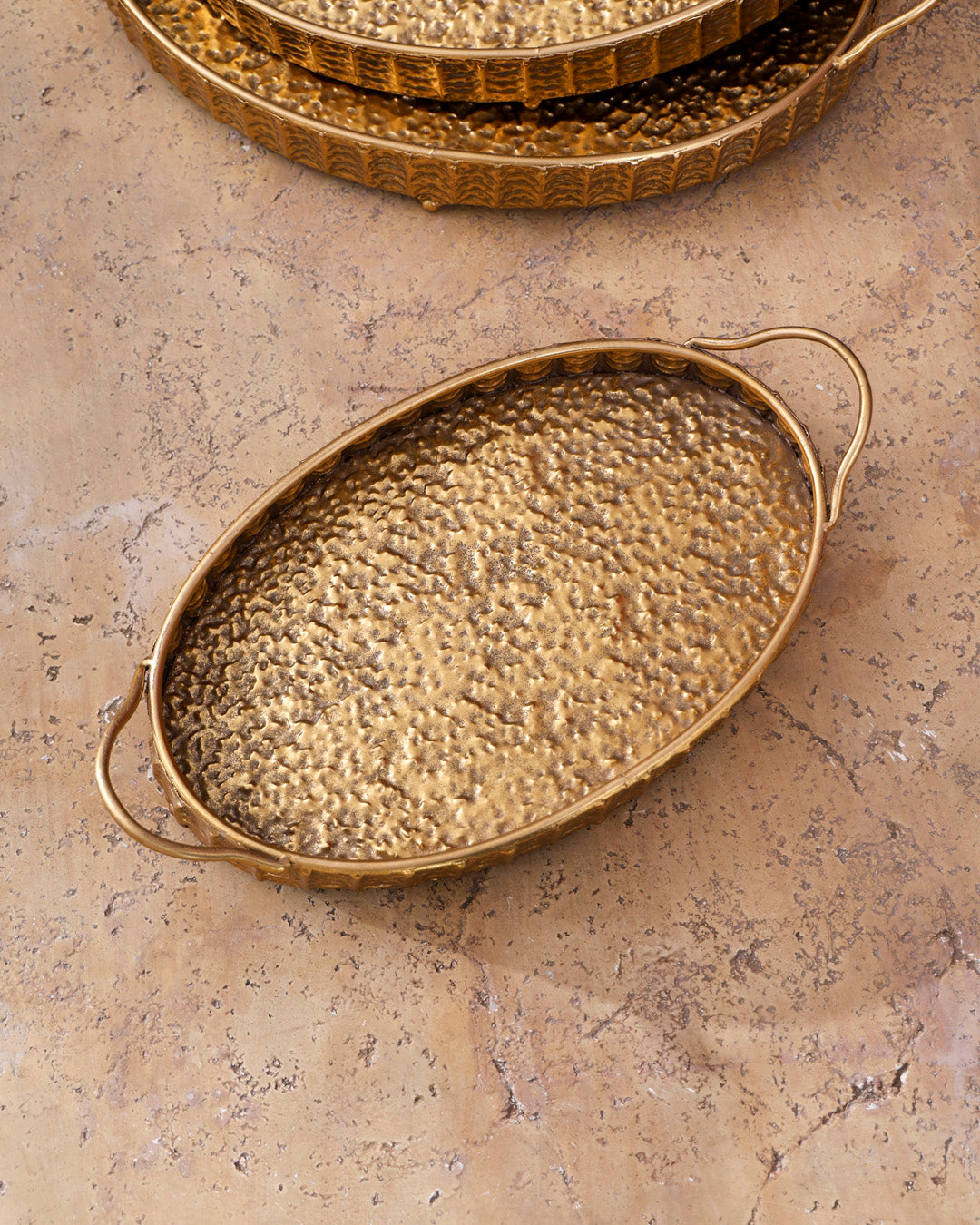Gold Hammered Serving Tray - Small