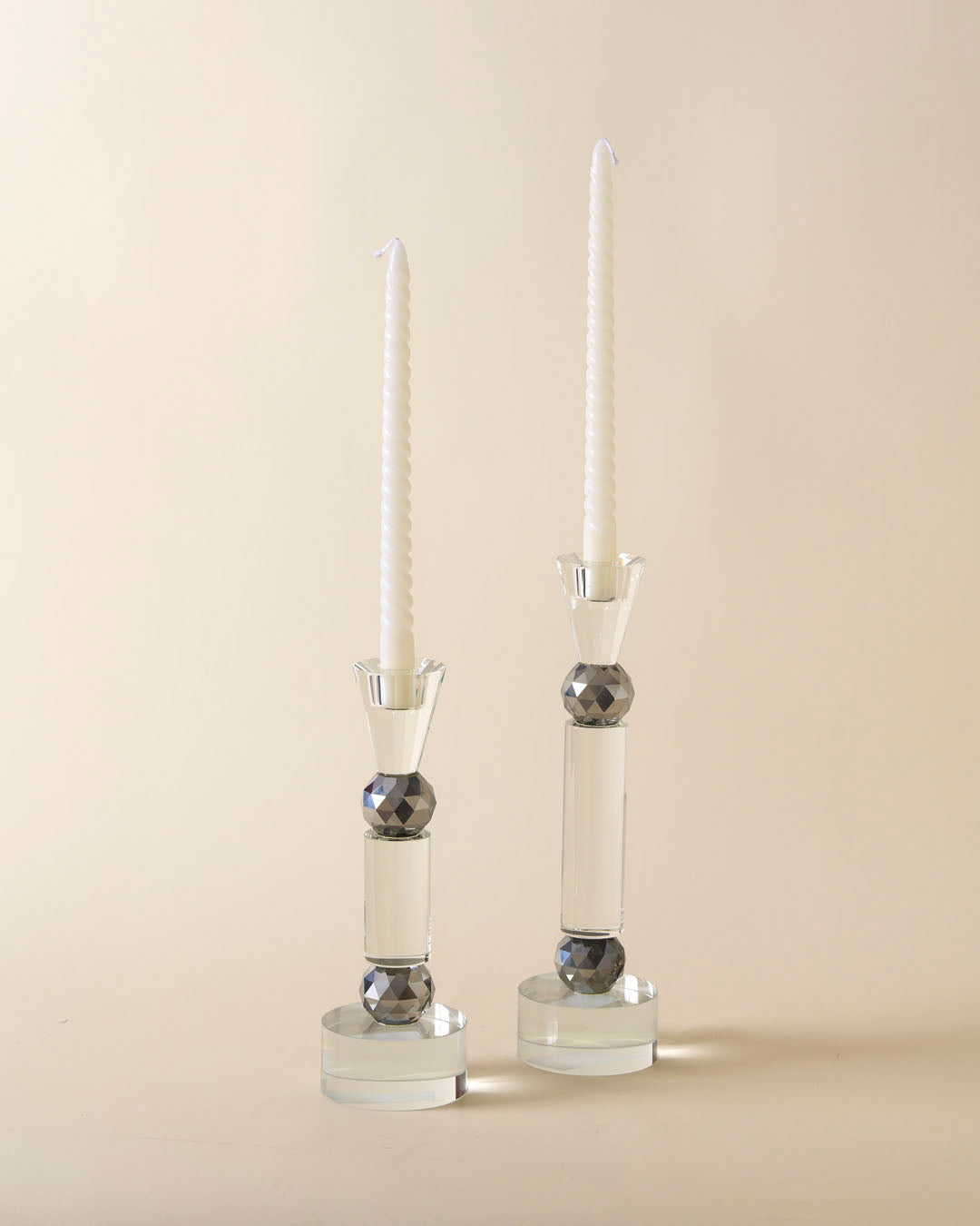 Lustrous Crystal Pillar Candle Holder - Small