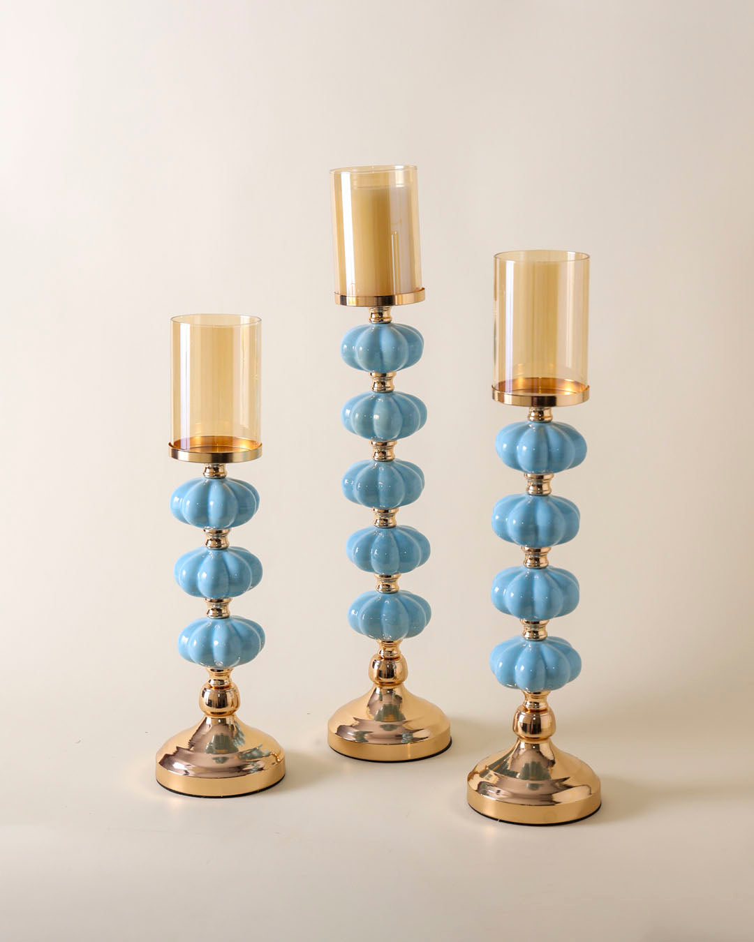 Blue Ceramic Accent Candle Holder - Small