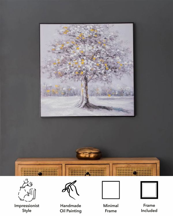 Tree Under the Willow Semi Hand-made Wall Art - 32*32 Inch - The Decor Kart